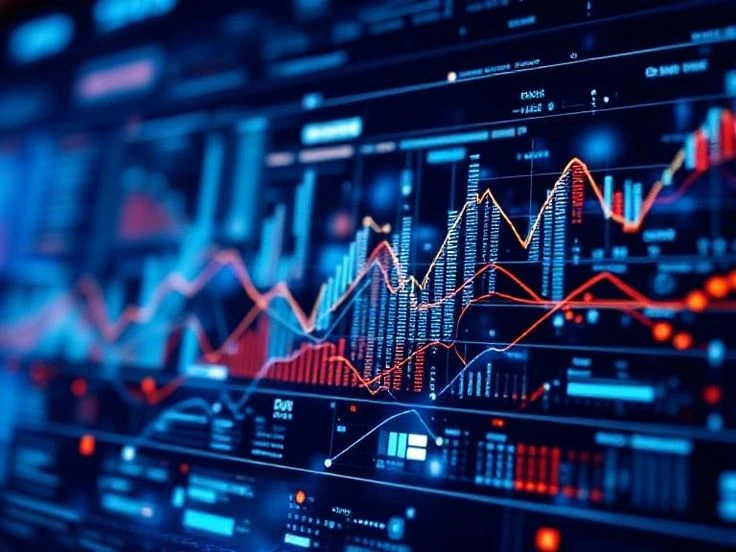Financial data analytics and stock market growth visualization